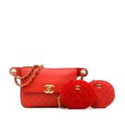 Pre-owned Leather crossbody-bags Chanel Vintage , Red , Dames