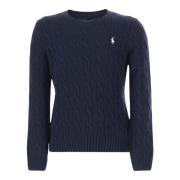 Navy Wol Kasjmier Crew Neck Pullover Polo Ralph Lauren , Blue , Dames