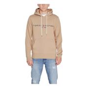 Beige Bedrukte Hoodie Herfst/Winter Tommy Hilfiger , Beige , Heren