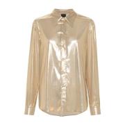 Beige Foiled Button-Up Shirt Pinko , Beige , Dames