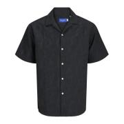 Bloemen Jacquard korte mouwen overhemd Jack & Jones , Black , Heren