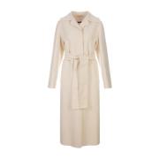 Elegante Bruine Wol Lange Jas Jil Sander , Brown , Dames