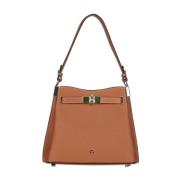 Leren Bucket Bag Farah Aigner , Brown , Dames