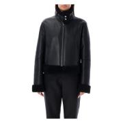 Zwarte Shearling Jas Buitenkleding Aw24 Dolce & Gabbana , Black , Dame...