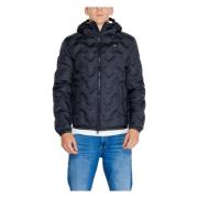 Zwarte Hooded Rits Jas Mannen Herfst/Winter Blauer , Black , Heren