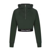 Groene Crop Zip-Up Hoodie Palm Angels , Green , Dames