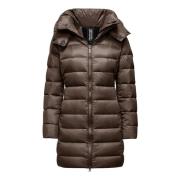 Stretch Nylon Down Jacket with Detachable Hood BomBoogie , Brown , Dam...