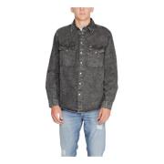 Zwarte Klassieke Lange Mouw Shirt Mannen GAS , Gray , Heren