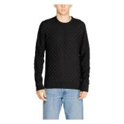 Zwarte Gebreide Ronde Hals Trui Calvin Klein , Black , Heren