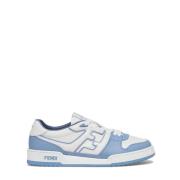 Blauwe Leren Sneakers met Witte Details Fendi , Blue , Heren