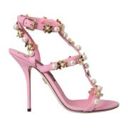 Roze Versierde Hakken Sandalen Dolce & Gabbana , Pink , Dames