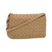 Pre-owned Leather shoulder-bags Bottega Veneta Vintage , Beige , Dames