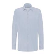 Elegante Gestreepte Katoenen Overhemd Kiton , Blue , Heren