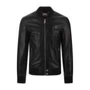 Zwarte leren bomberjack Philipp Plein , Black , Heren