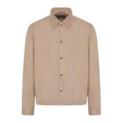 Cashmere Blend Shirt Jacket Kiton , Beige , Heren