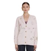 Langemouw Cardigan met Borduurwerk Berenice , White , Dames