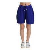 Logo Sweatshorts High Waist Blauw Katoen Dsquared2 , Blue , Heren