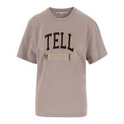 Katoen Logo Crew Neck T-shirt Stella McCartney , Beige , Dames