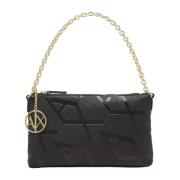 Zwarte Bedrukte Handtas met Ritssluiting Armani Exchange , Black , Dam...