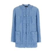 Tweed Lang Jas Dolce & Gabbana , Blue , Dames