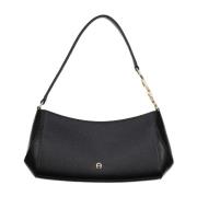 Leren Pochette met Monogram Logo Aigner , Black , Dames