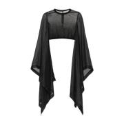 Zwarte Zijden Cape Mouw Shirt Rick Owens , Black , Dames