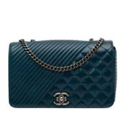 Pre-owned Leather chanel-bags Chanel Vintage , Blue , Dames