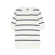 Gestreept Katoenen T-shirt Kiton , White , Dames