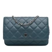 Pre-owned Leather crossbody-bags Chanel Vintage , Blue , Dames