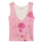 Mouwloze Top Pink Peony Pers.Rood Blumarine , Multicolor , Dames