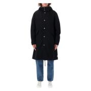 Zwarte Katoenen Hooded Parka Jas A.p.c. , Black , Heren