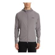 Hoodie met rits en effen patroon Emporio Armani EA7 , Gray , Heren