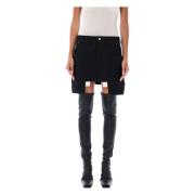 Zwarte Wol Mini Rok Aw24 Rick Owens , Black , Dames