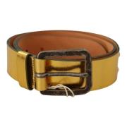 Gouden Leren Riem Rustieke Zilveren Gesp John Galliano , Yellow , Dame...