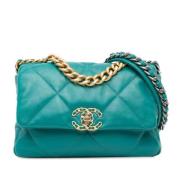 Pre-owned Leather shoulder-bags Chanel Vintage , Blue , Dames