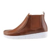 Pull Up Leren Laars Tabak Nature Footwear , Brown , Dames