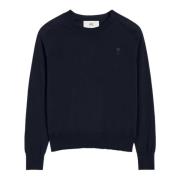 Navy Blue Wool Sweater Ami Paris , Blue , Heren