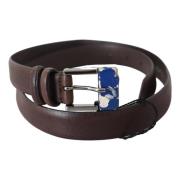 Elegant Klassiek Bruin Leren Riem met Zilveren Gesp Costume National ,...