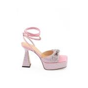 Elegante Roze Leren Plateauschoenen Mach & Mach , Pink , Dames