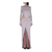 Rode Loper Jurk met Achter Rits Elisabetta Franchi , White , Dames