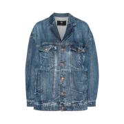 Indigo Denim Jack met Notched Revers 3X1 , Blue , Dames