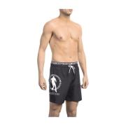 Gelaagde Logo Detail Zwemshorts Bikkembergs , Black , Heren