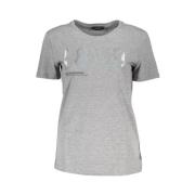 Chic Grijs Logo T-Shirt Met Wijde Hals Guess , Gray , Dames