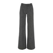 Geborduurde Wijde Wolblend Broek Ermanno Scervino , Gray , Dames