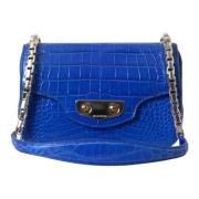 Elegante blauwe schoudertas van alligatorleer Balenciaga , Blue , Dame...