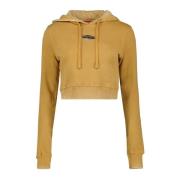 Slimmy Hoodie Geel Gewassen Effect Diesel , Yellow , Dames