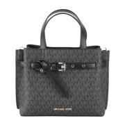 Emilia Kleine Zwarte Signature Satchel Crossbody Tas Michael Kors , Bl...