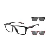 Zwarte Frame Heldere Lens Bril Emporio Armani , Black , Unisex