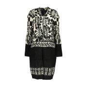 Elegante Mantel met Contrasterende Details Desigual , Black , Dames