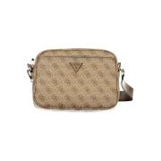 Beige Handtas met Verstelbare Band en Meerdere Zakken Guess , Beige , ...